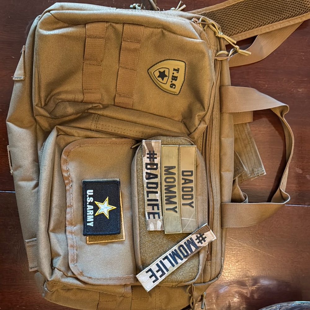 Tan Tactical Backpack with Rugged Design and Multiple Compartments